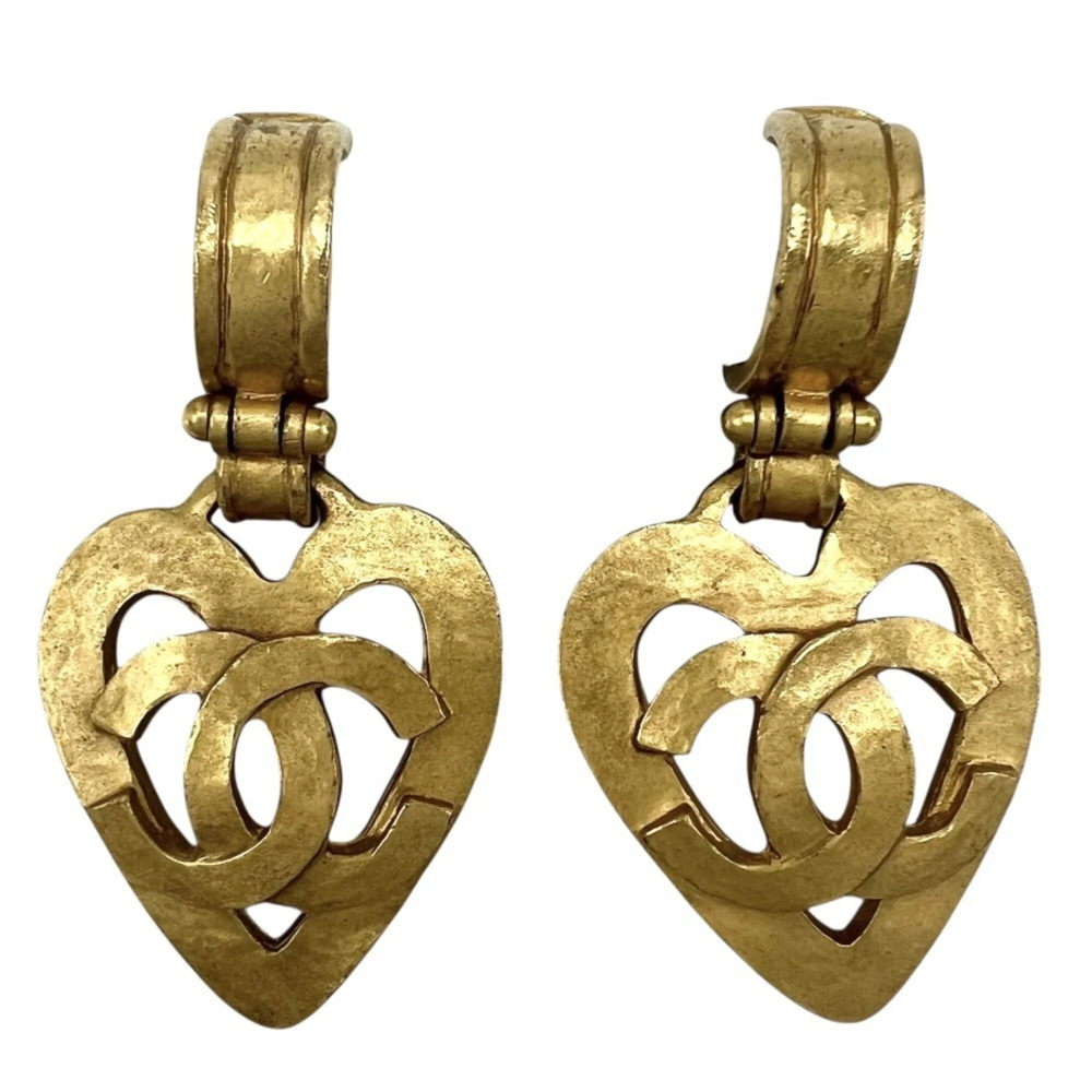 CHANEL Authentic Vintage Gold Logo Earrings